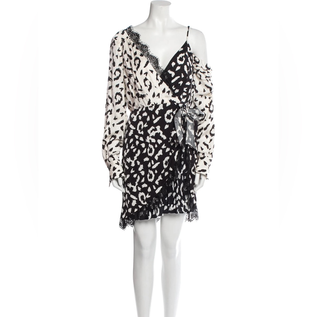 Self-Portrait Leopard Printed Black And White Dress